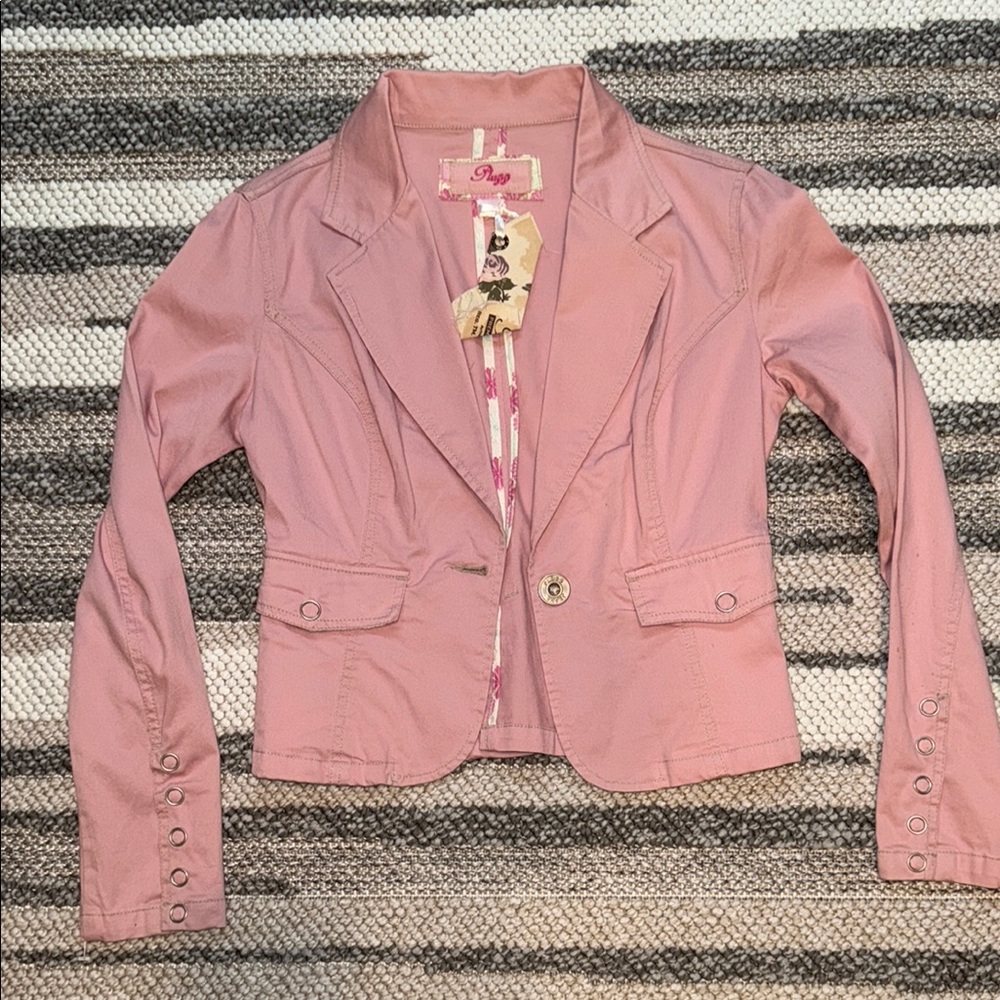Pink Blazer Jean Jacket Size S